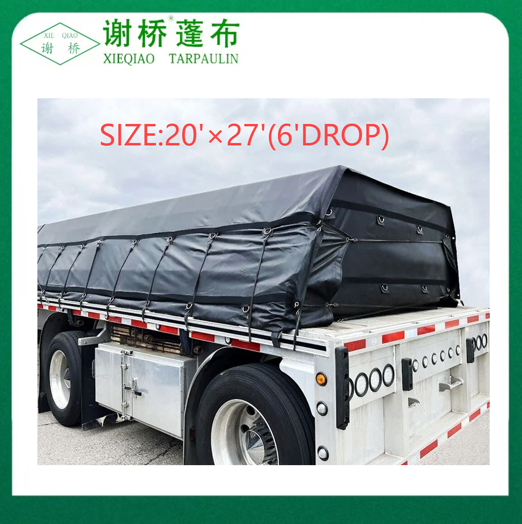 18oz Flachbett-LKW-TARP 20 "x27" (8 "Drop) -Black