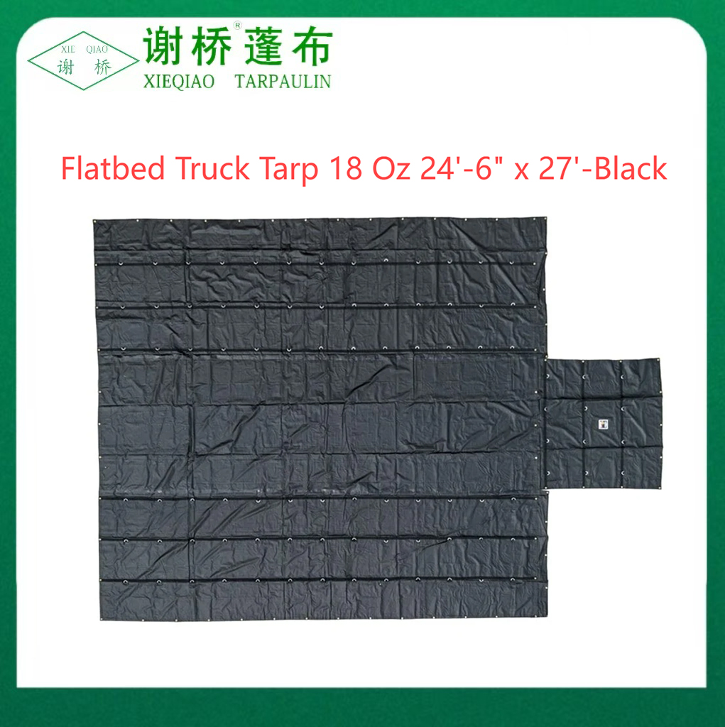 18oz Flachbett-LKW-Tarp 24 "-6" "x27" (8 "Drop) -black